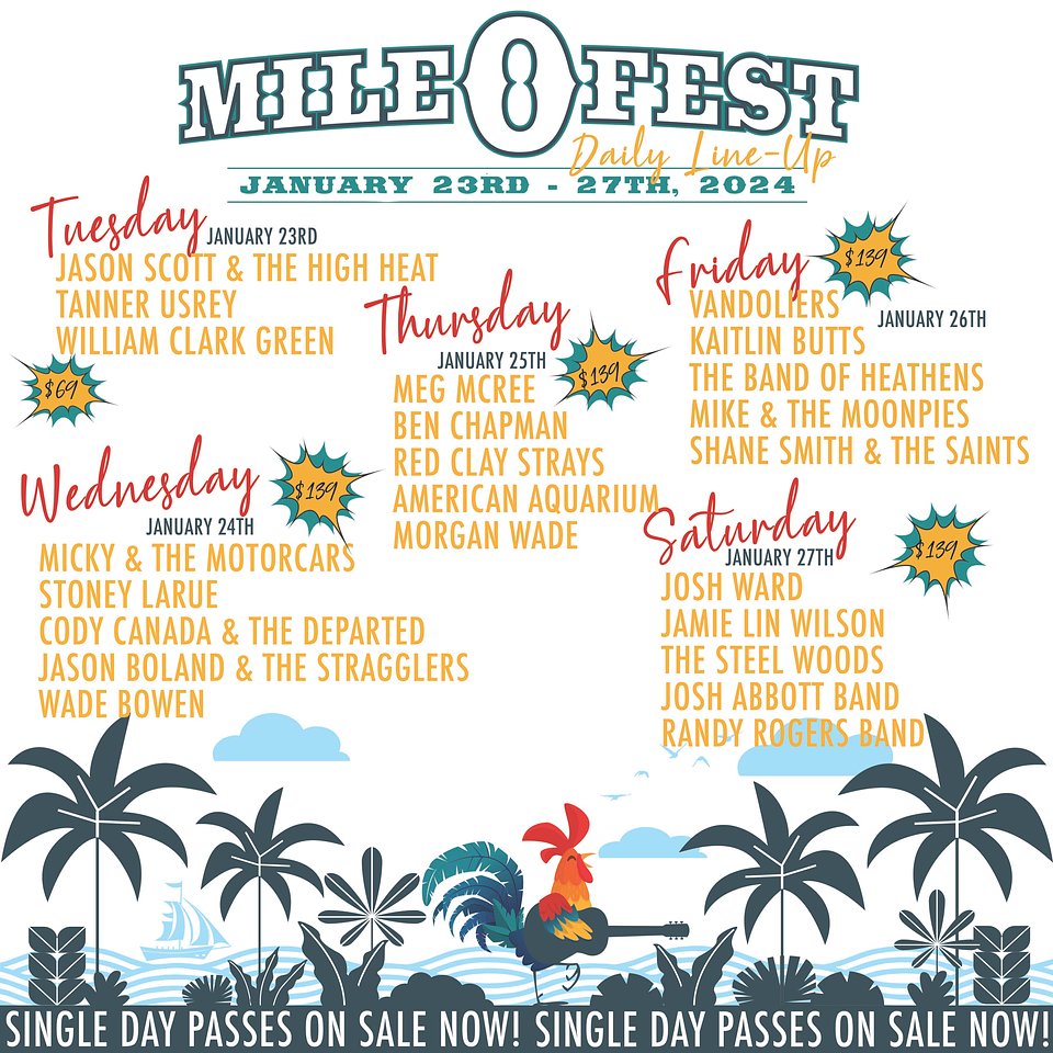 Lineup Mile 0 Festival — Key West's premier red dirt and americana