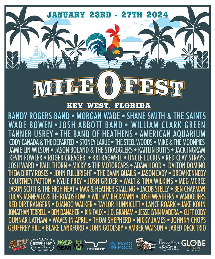 Lineup Mile 0 Festival — Key West's premier red dirt and americana
